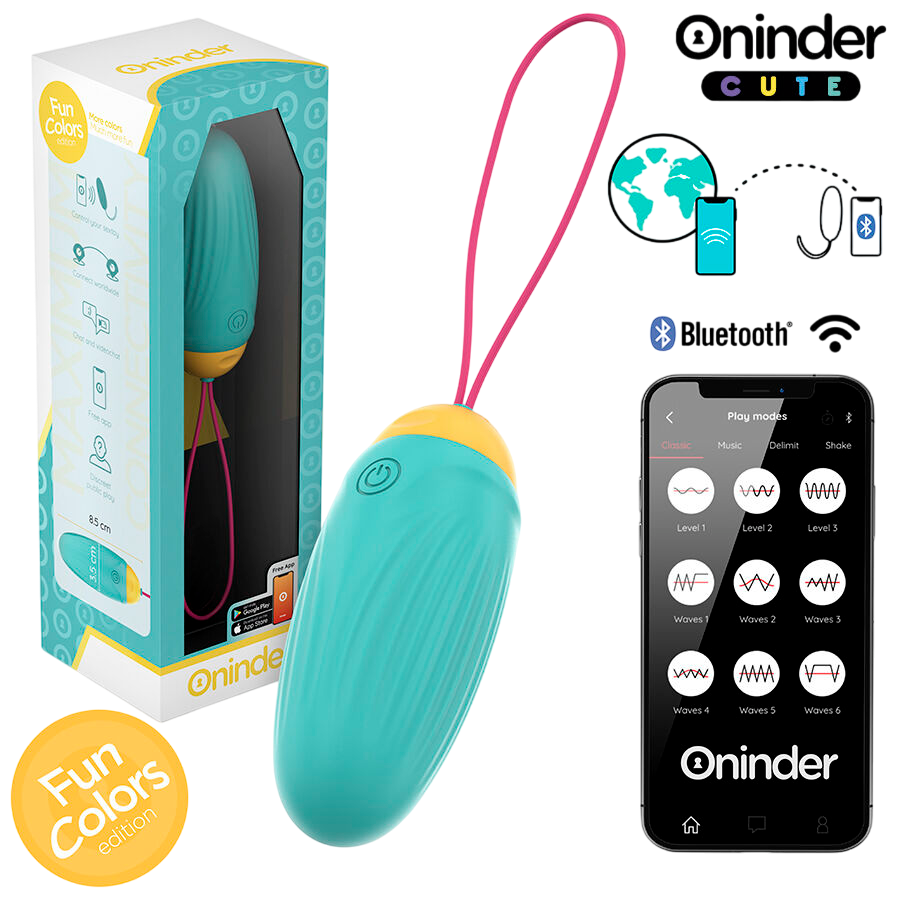 ONINDER CUTE - LIEFDESPLEZIER VIBREREND EI - ROTERENDE SILICONEN EDELSTENEN - GRATIS WERELDWIJDE APP