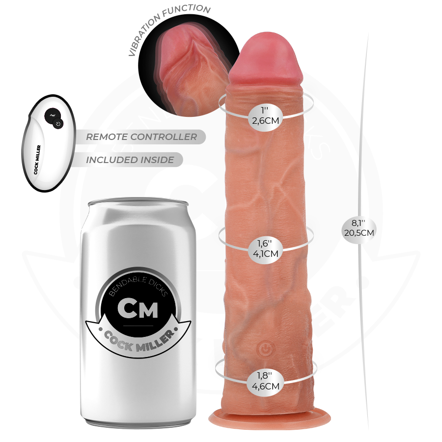 COCK MILLER - HYPERREALISTISCHE TRILLENDE DILDO MET AFSTANDSBEDIENING 20,5 CM