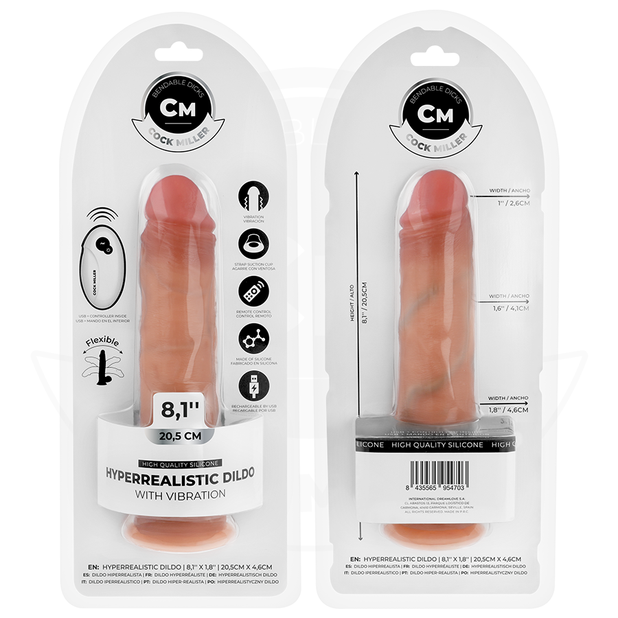 COCK MILLER - HYPERREALISTISCHE TRILLENDE DILDO MET AFSTANDSBEDIENING 20,5 CM