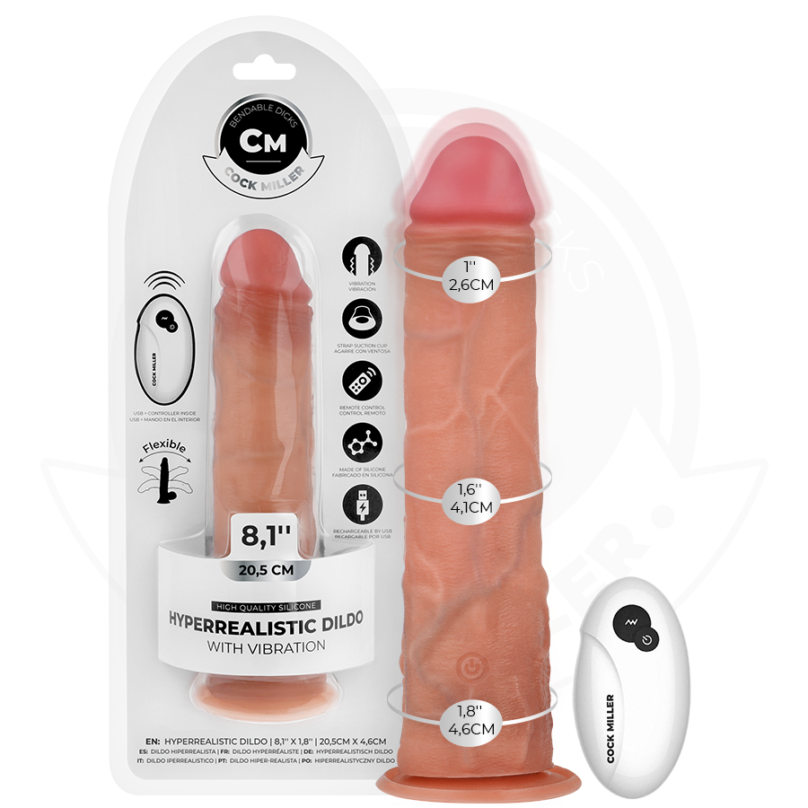 COCK MILLER - HYPERREALISTISCHE TRILLENDE DILDO MET AFSTANDSBEDIENING 20,5 CM