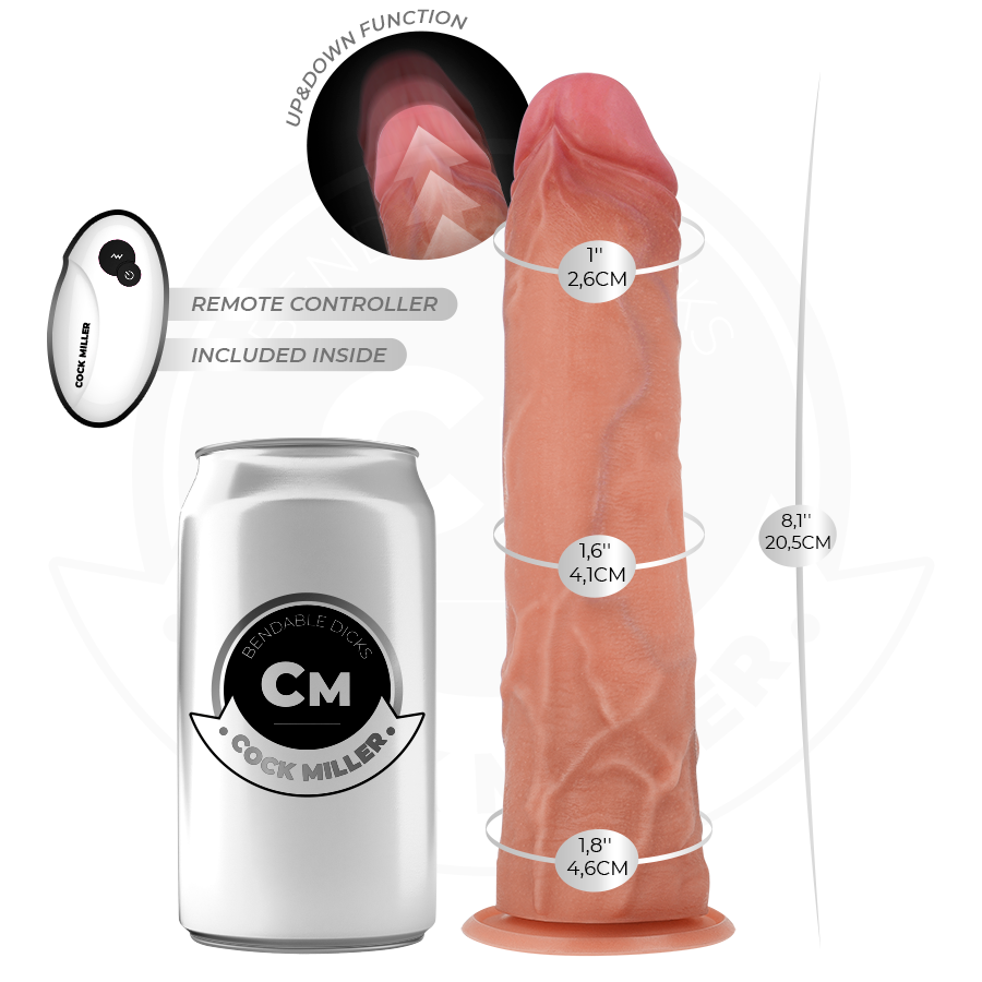 COCK MILLER - HYPERREALISTISCHE DILDO MET ZUIGNAP EN STOOT MET AFSTANDSBEDIENING 20,5 CM