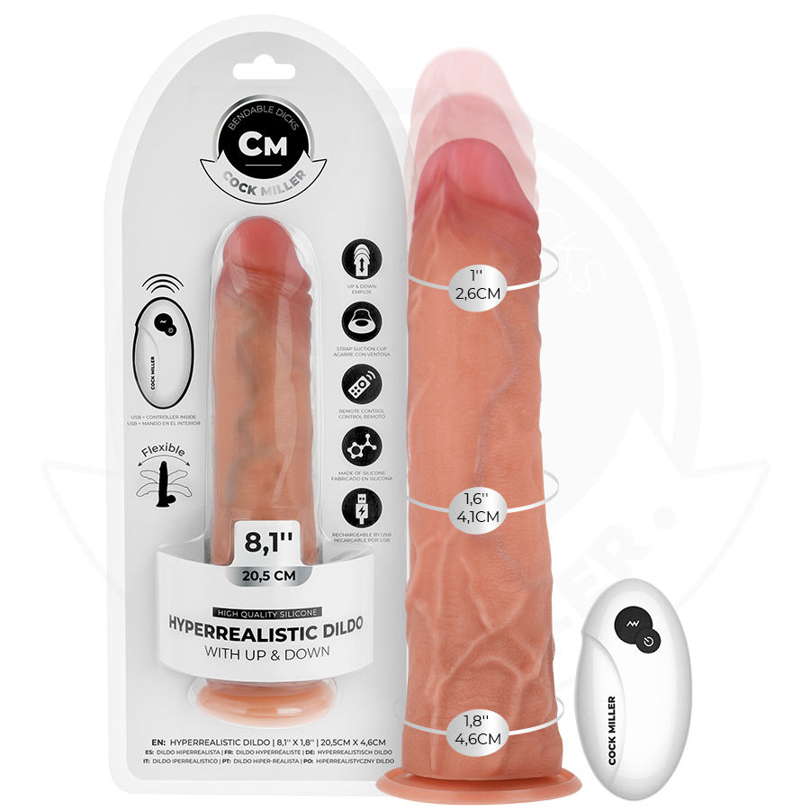 COCK MILLER - HYPERREALISTISCHE DILDO MET ZUIGNAP EN STOOT MET AFSTANDSBEDIENING 20,5 CM