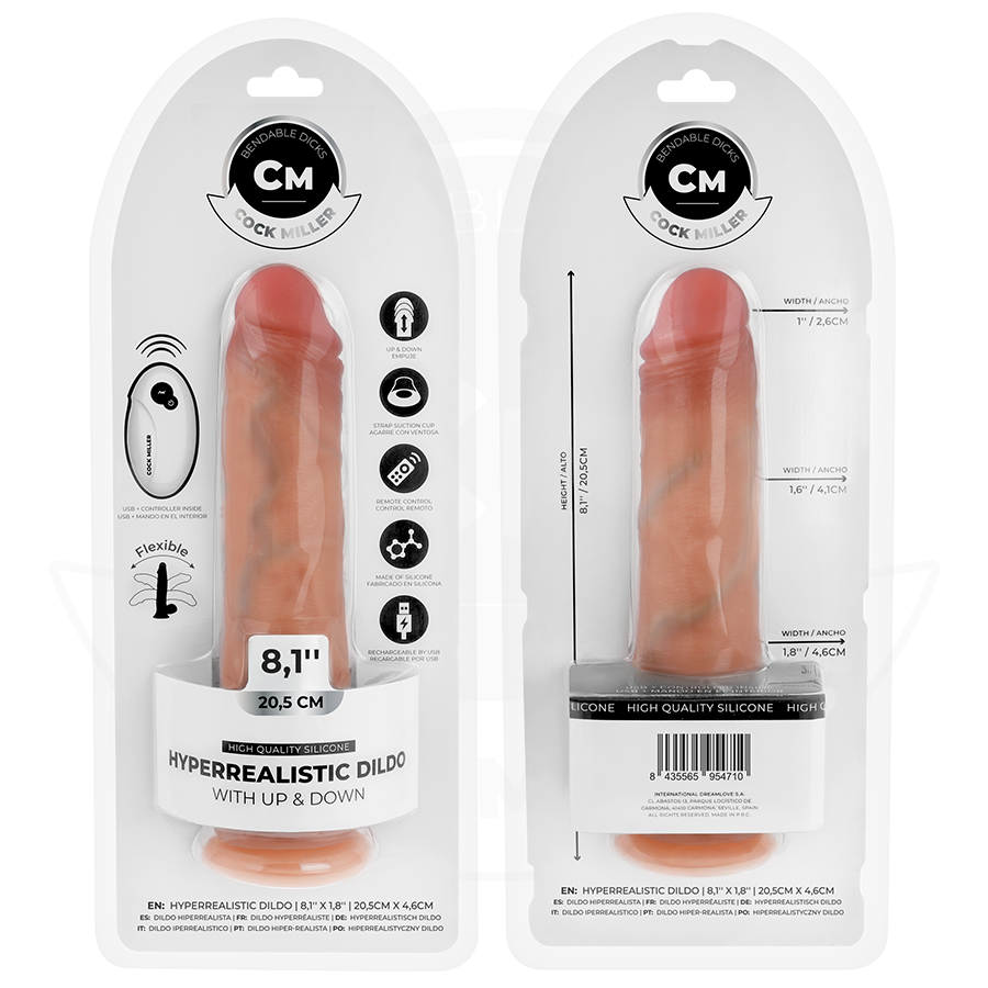 COCK MILLER - HYPERREALISTISCHE DILDO MET ZUIGNAP EN STOOT MET AFSTANDSBEDIENING 20,5 CM