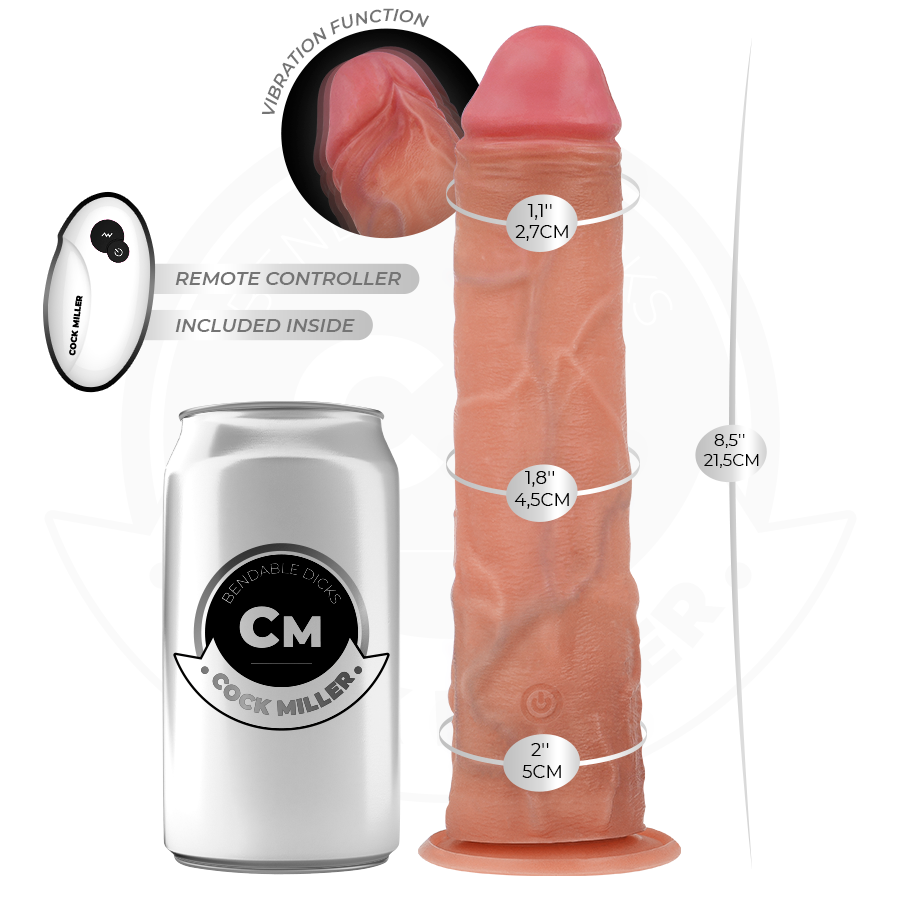 COCK MILLER - HYPERREALISTISCHE TRILLENDE DILDO MET AFSTANDSBEDIENING 21,5 CM