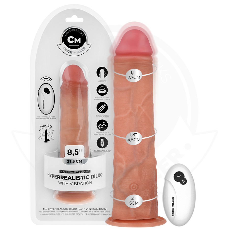 COCK MILLER - HYPERREALISTISCHE TRILLENDE DILDO MET AFSTANDSBEDIENING 21,5 CM