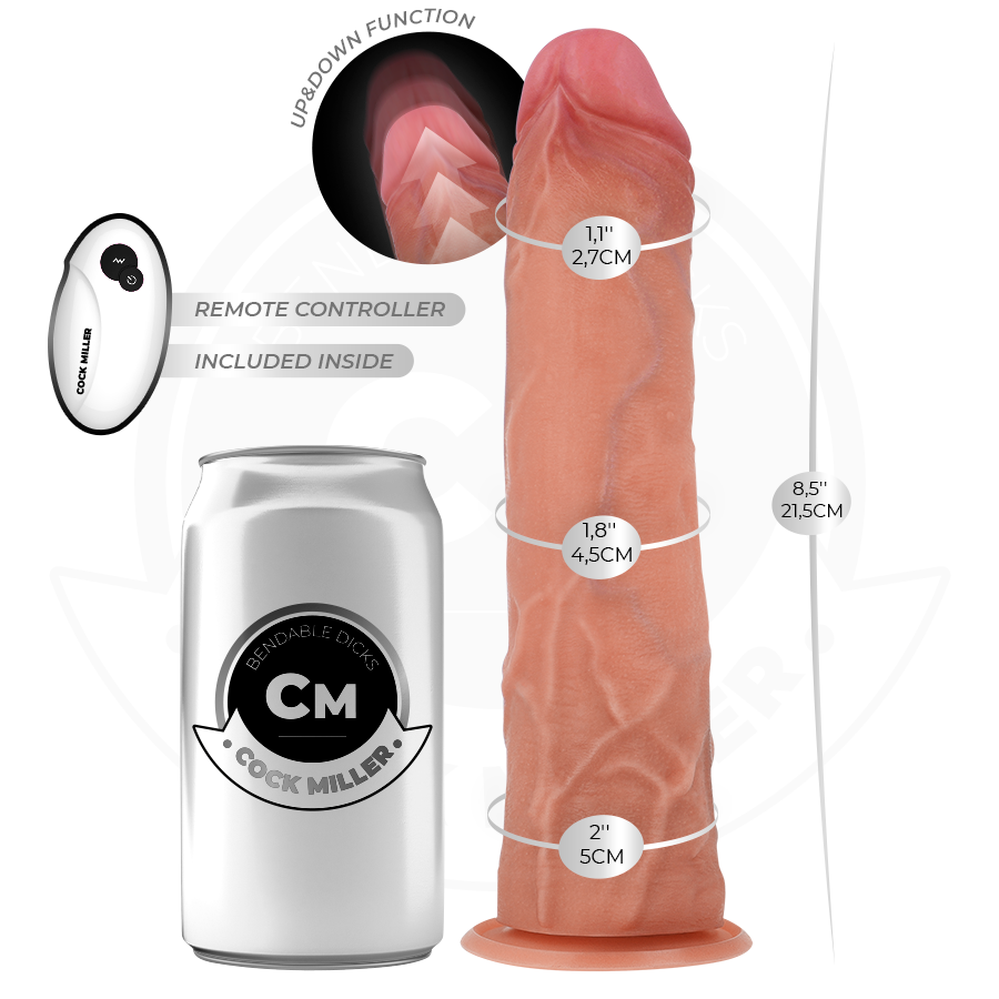 COCK MILLER - HYPERREALISTISCHE DILDO MET ZUIGNAP EN STOOT MET AFSTANDSBEDIENING 21,5 CM