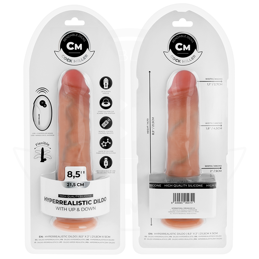 COCK MILLER - HYPERREALISTISCHE DILDO MET ZUIGNAP EN STOOT MET AFSTANDSBEDIENING 21,5 CM