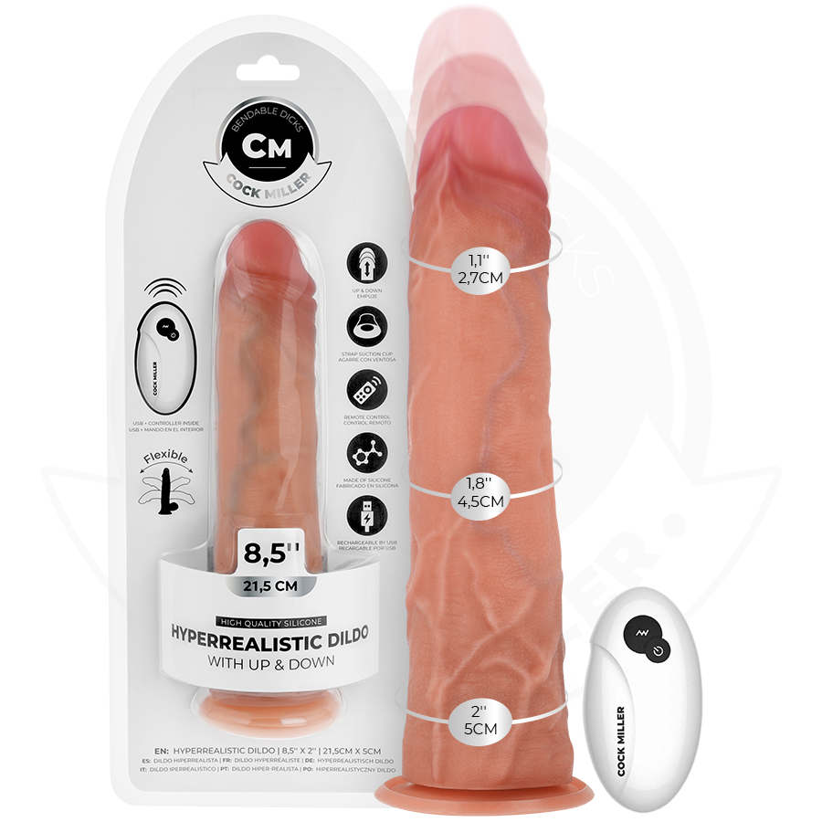 COCK MILLER - HYPERREALISTISCHE DILDO MET ZUIGNAP EN STOOT MET AFSTANDSBEDIENING 21,5 CM