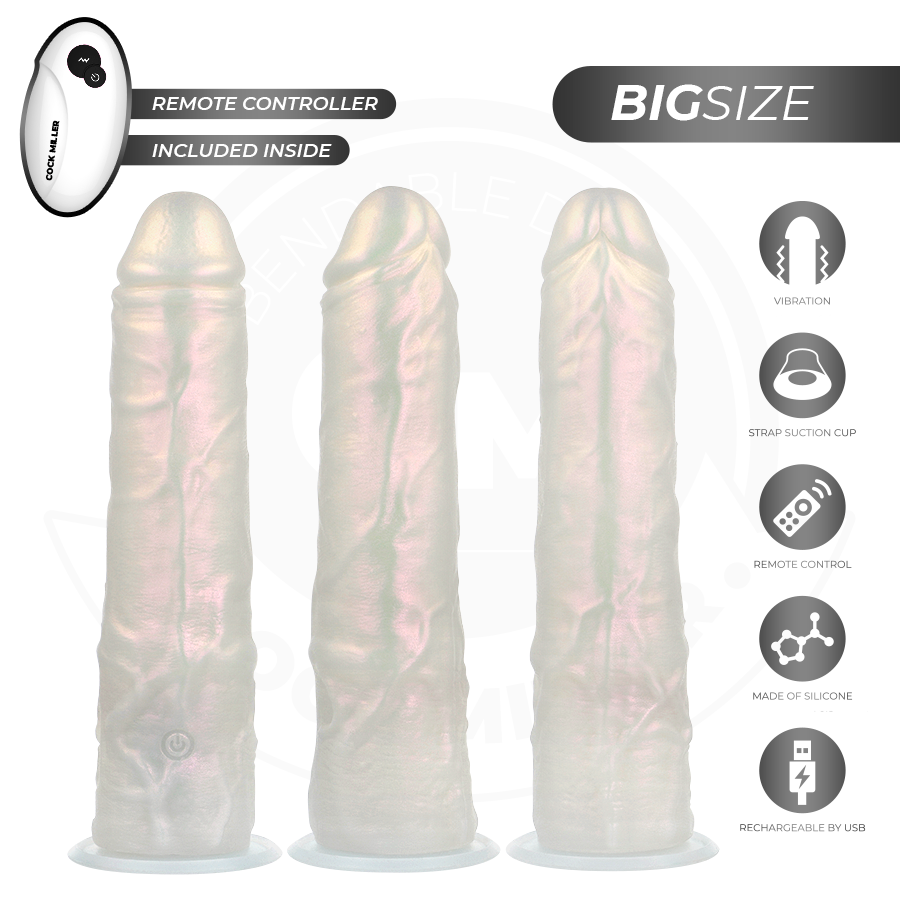 COCK MILLER - 21,5 CM SILICONEN DILDO, LICHTEN EN VIBRATIE MET AFSTANDSBEDIENING