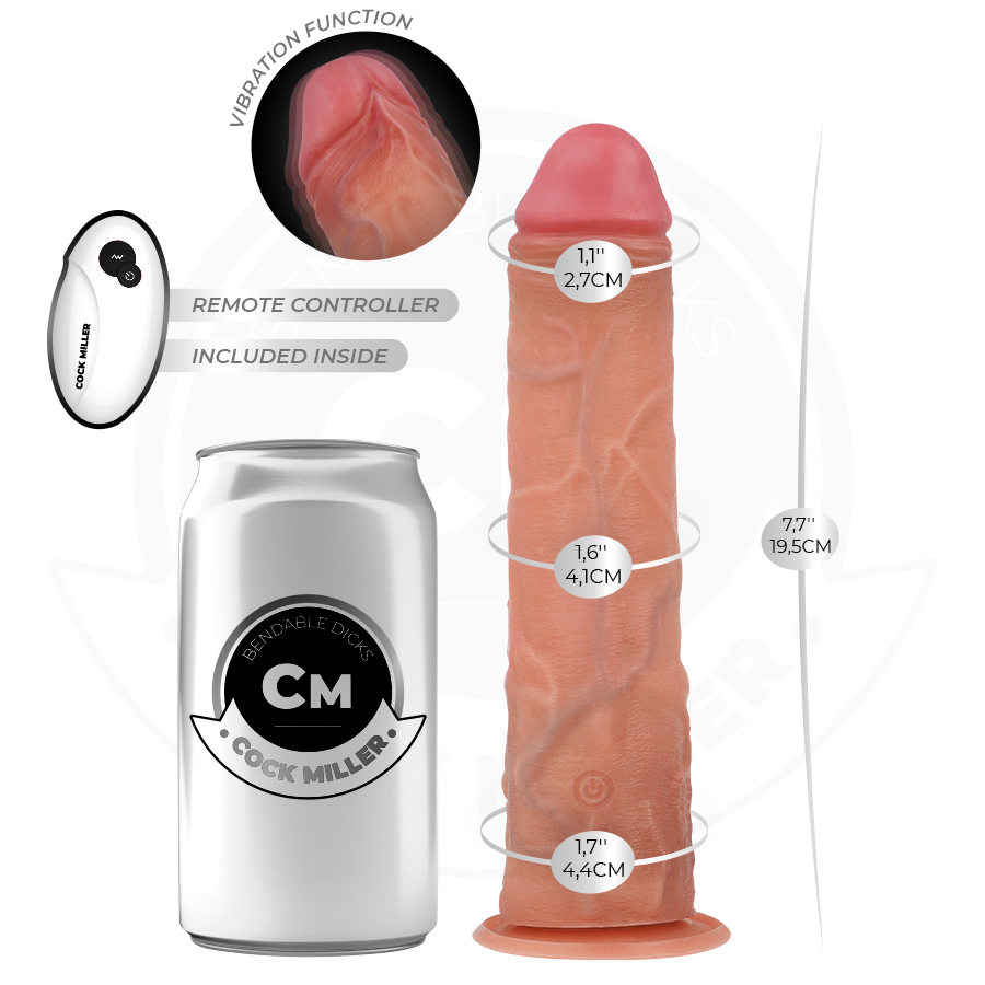 COCK MILLER - HYPERREALISTISCHE TRILLENDE DILDO MET AFSTANDSBEDIENING 19,5 CM