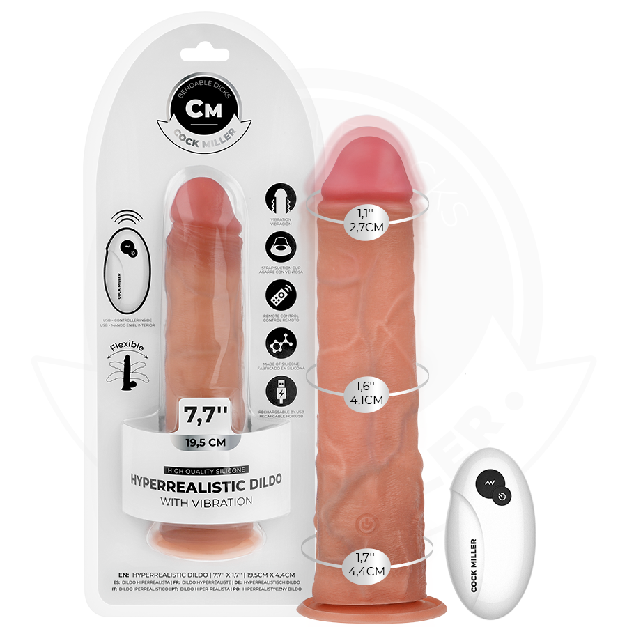COCK MILLER - HYPERREALISTISCHE TRILLENDE DILDO MET AFSTANDSBEDIENING 19,5 CM