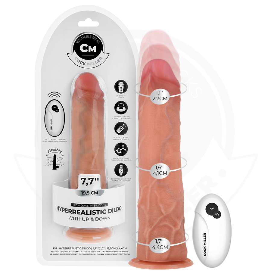 COCK MILLER - HYPERREALISTISCHE DILDO MET ZUIGNAP EN STOOT MET AFSTANDSBEDIENING 19,5 CM