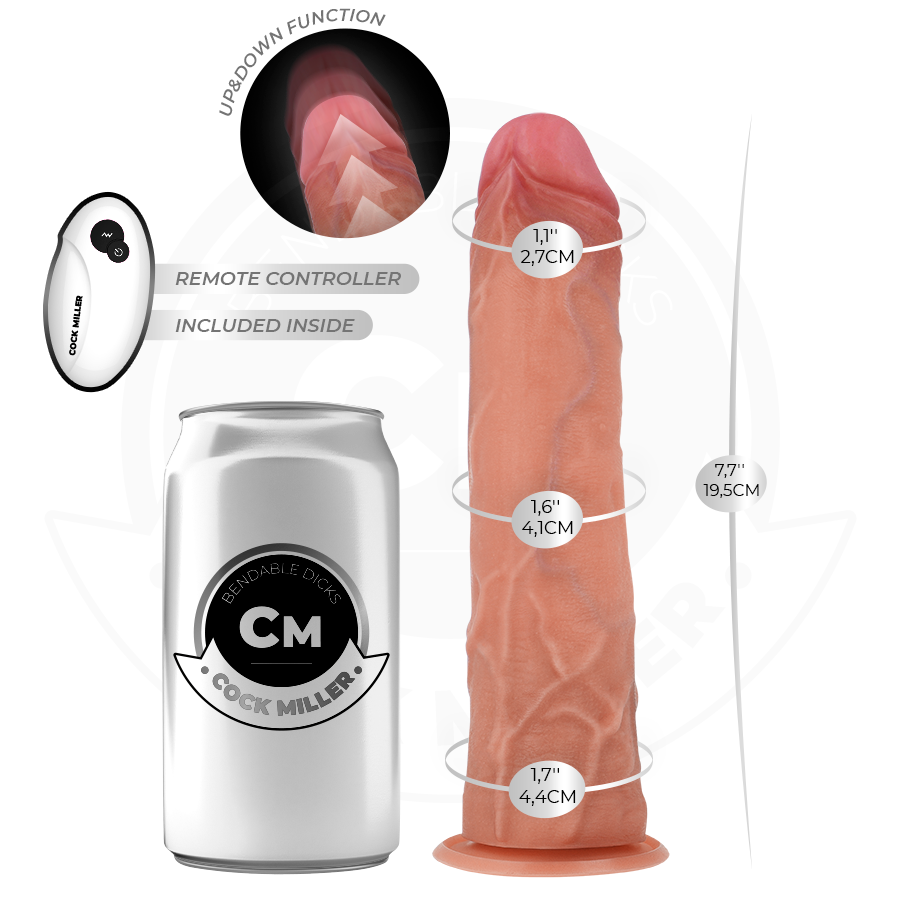 COCK MILLER - HYPERREALISTISCHE DILDO MET ZUIGNAP EN STOOT MET AFSTANDSBEDIENING 19,5 CM