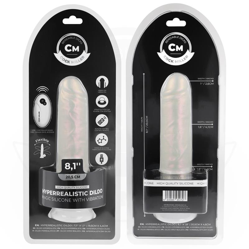 COCK MILLER - 20,5 CM SILICONEN DILDO, LICHTEN EN VIBRATIE MET AFSTANDSBEDIENING