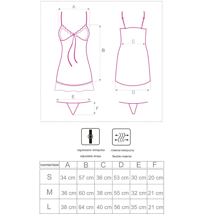 LIVCO CORSETTI FASHION - HYEONA 1710 BABYDOLL + ROZE THONG S