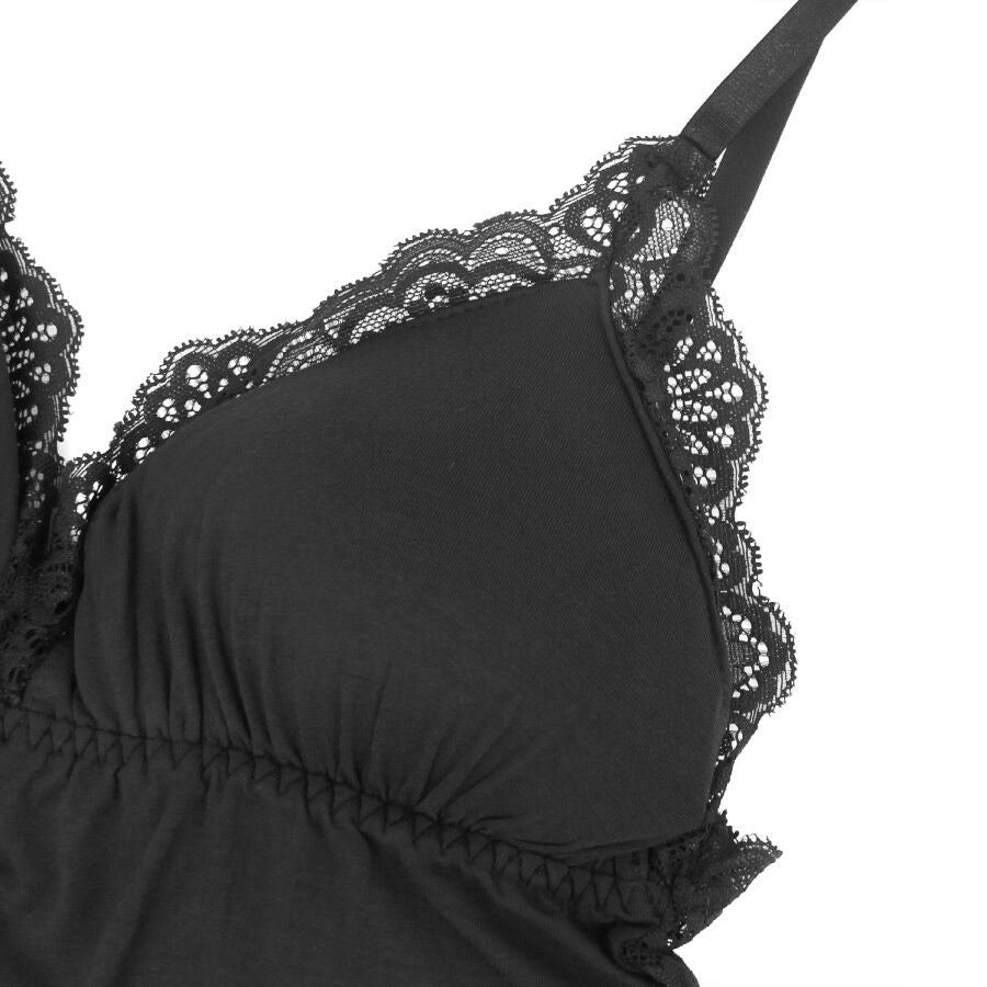 SUBBLIME - TEDDY MET BLOEMENKANT DETAILS ZWART S/M