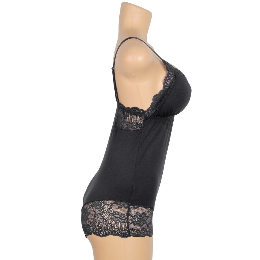 SUBBLIME - TEDDY MET BLOEMENKANT DETAILS ZWART S/M