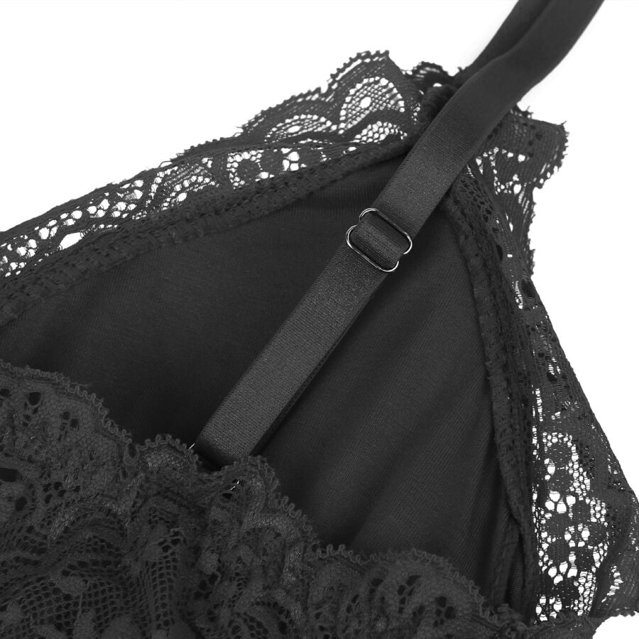 SUBBLIME - TEDDY MET BLOEMENKANT DETAILS ZWART S/M