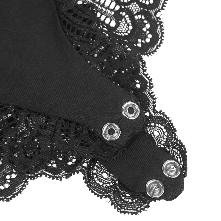 SUBBLIME - TEDDY MET BLOEMENKANT DETAILS ZWART S/M