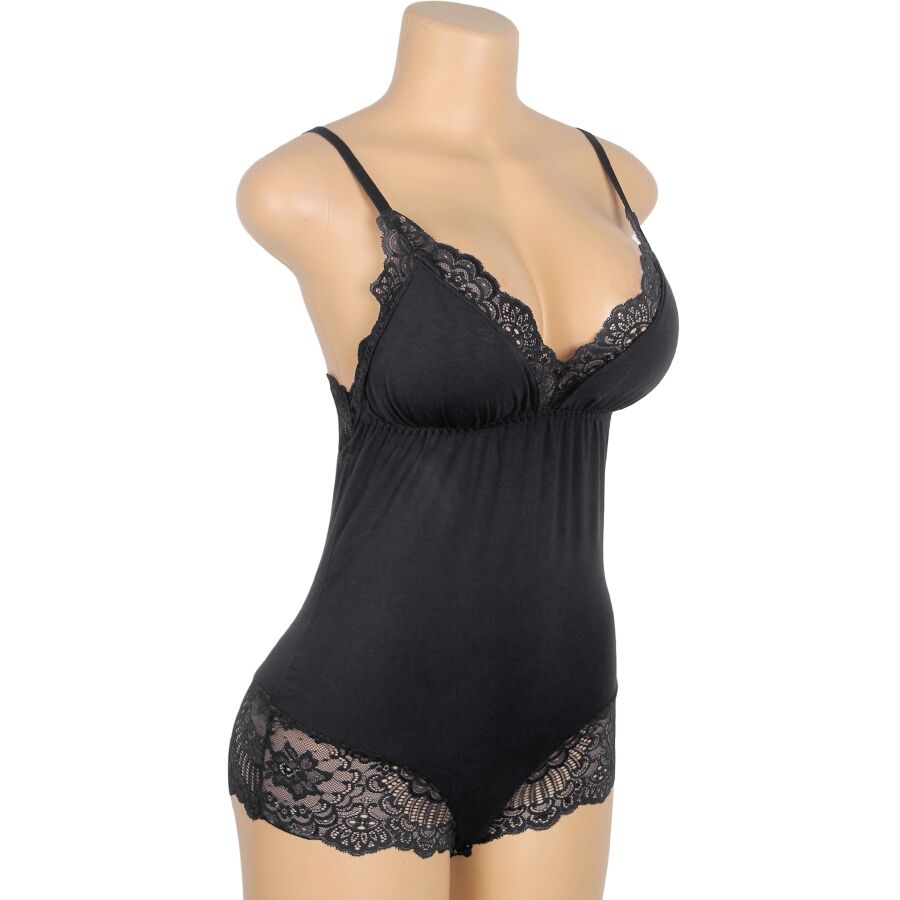 SUBBLIME - TEDDY MET ZWARTE BLOEMENKANT DETAILS L/XL