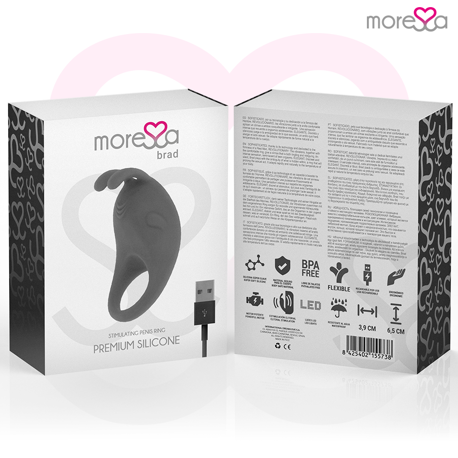 MORESSA - BRAD PREMIUM SILICONE OPLAADBAAR ZWART