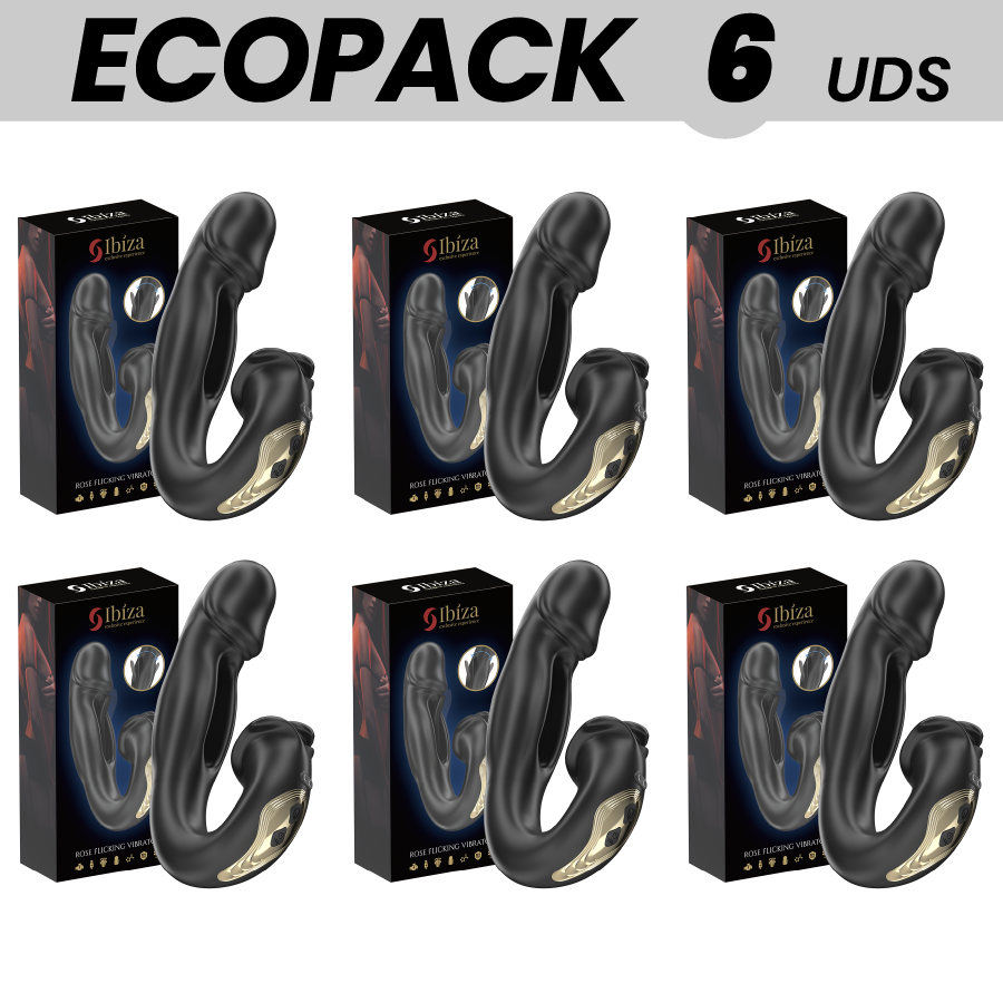 ECOPACKS 6 STUKS - IBIZA ROSE VIBRATOR MET OSCILLEREND EFFECT EN CLITORALE STIMULATOR