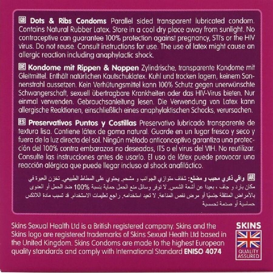 SKINS - DOTS &amp; RIBS PREMIUM CONDOOMS PAK 4