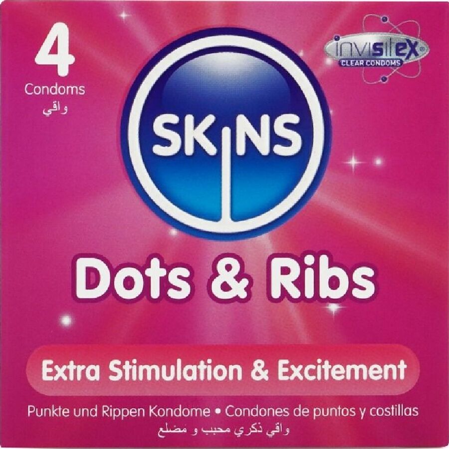 SKINS - DOTS &amp; RIBS PREMIUM CONDOOMS PAK 4