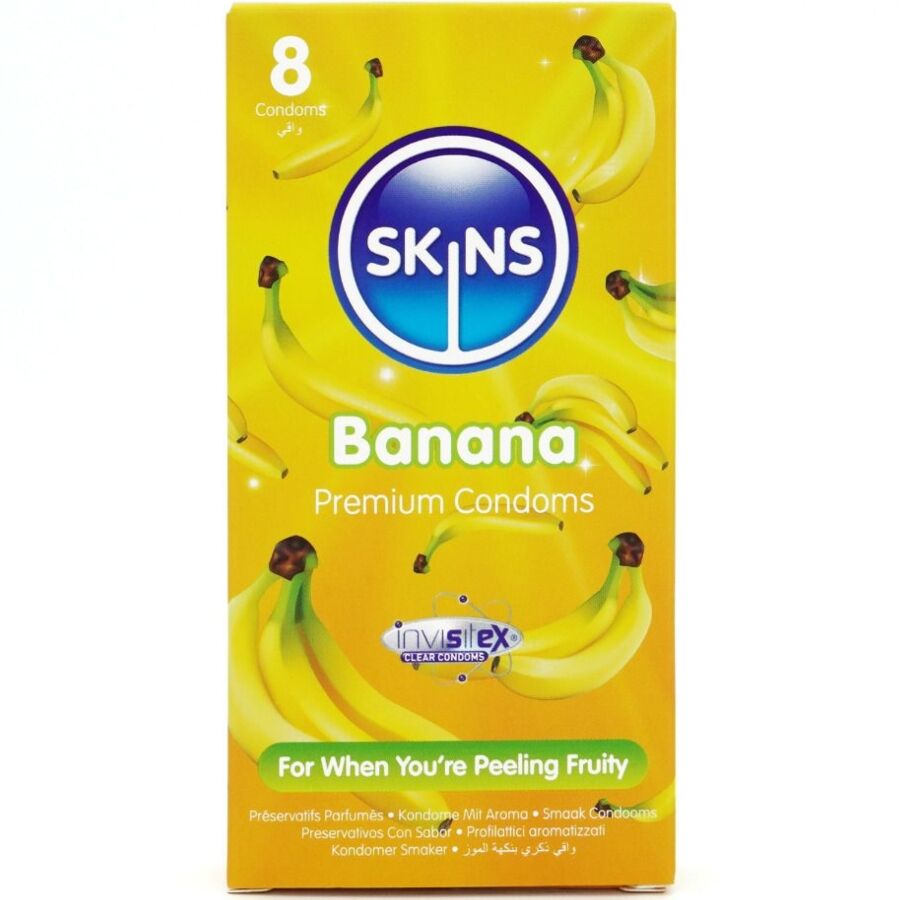 SKINS - PREMIUM CONDOOMS MET BANANENSMAAK, PAK VAN 8