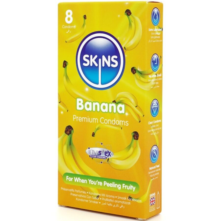 SKINS - PREMIUM CONDOOMS MET BANANENSMAAK, PAK VAN 8