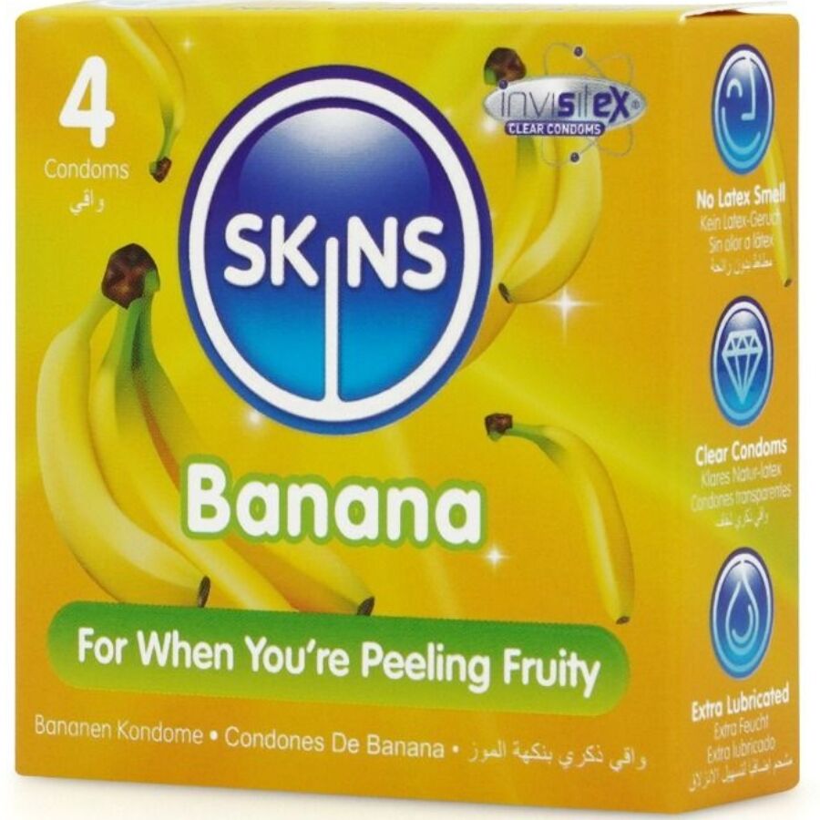 SKINS - PREMIUM CONDOOMS MET BANANENSMAAK, PAK VAN 4