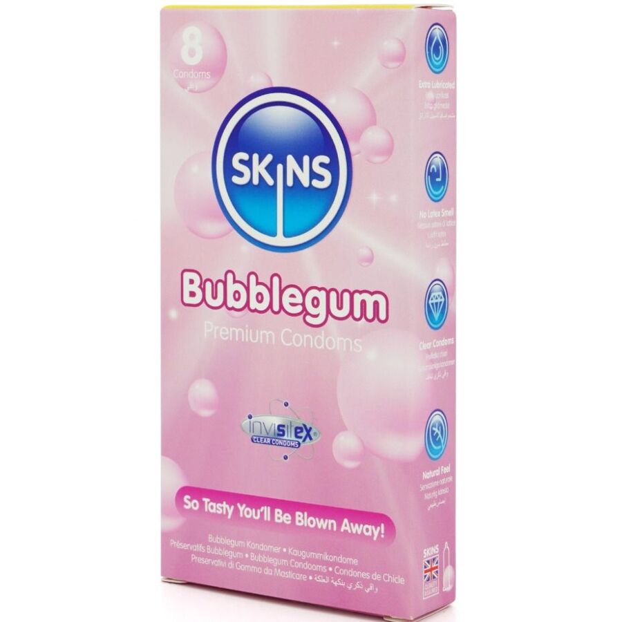 SKINS - PREMIUM BUBBLEGUM SMAAK CONDOOMS PAK VAN 8