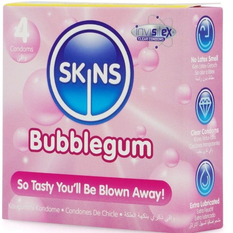 SKINS - PREMIUM BUBBLEGUM SMAAK CONDOOMS PAK VAN 4