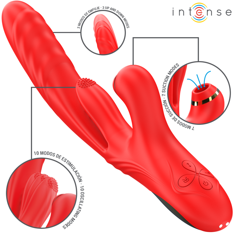 INTENSE - KAROL MULTIFUNCTIONELE VIBRATOR DUWEN &amp; STIMULEREN &amp; STIMULERENDE GOLVEN ROOD