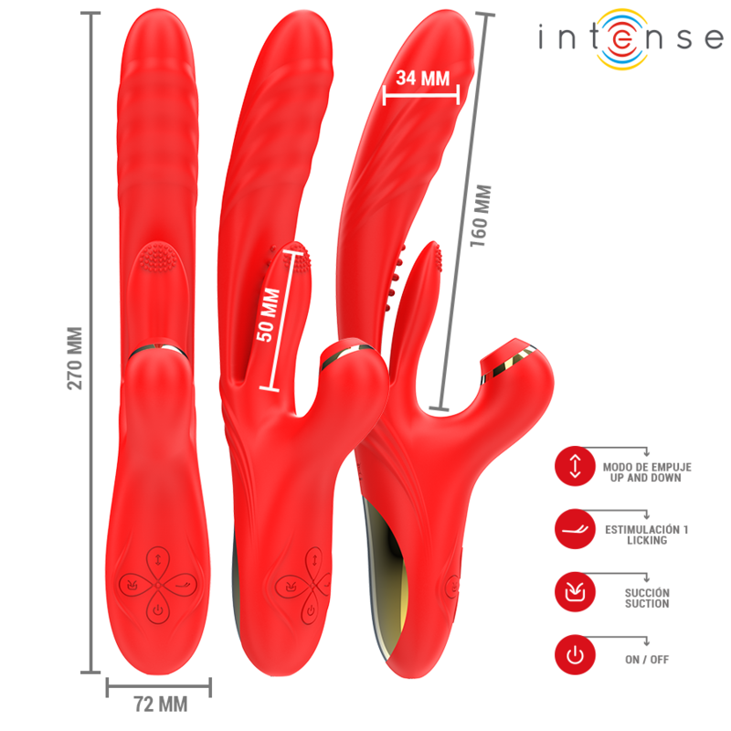 INTENSE - KAROL MULTIFUNCTIONELE VIBRATOR DUWEN &amp; STIMULEREN &amp; STIMULERENDE GOLVEN ROOD