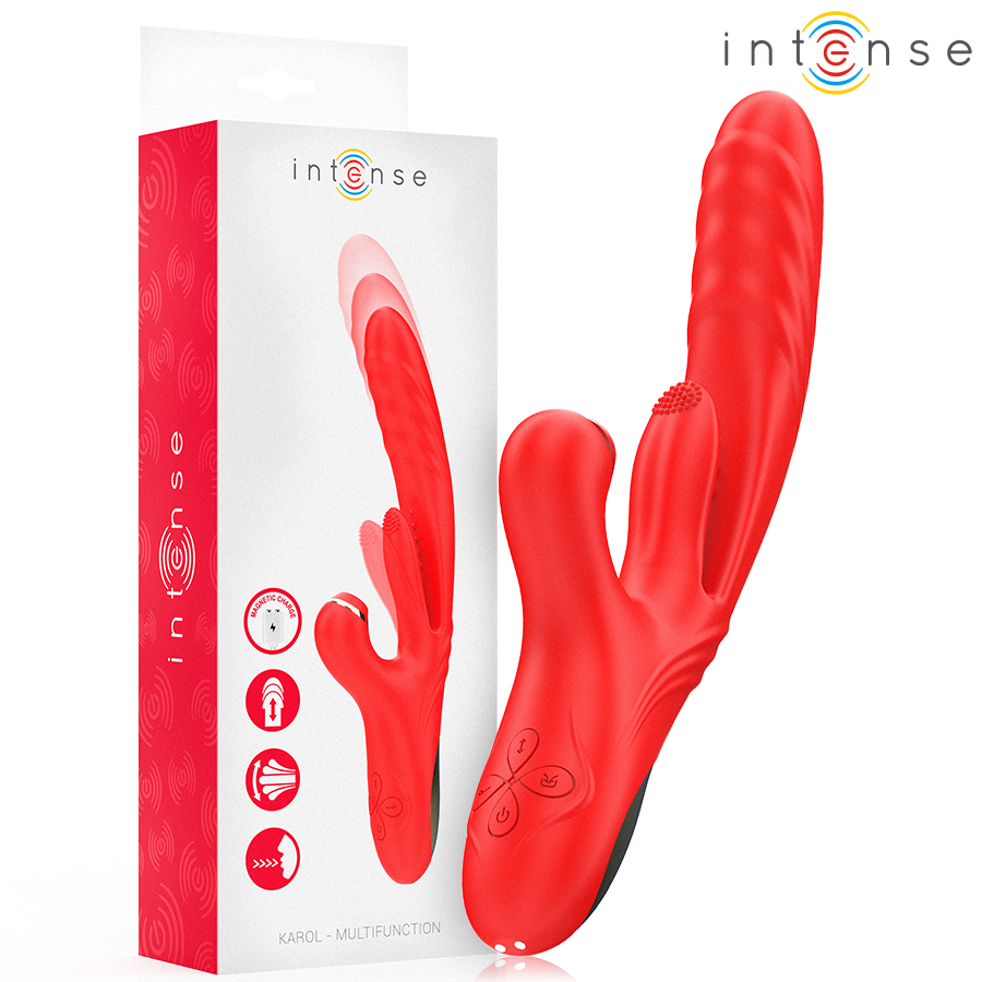 INTENSE - KAROL MULTIFUNCTIONELE VIBRATOR DUWEN &amp; STIMULEREN &amp; STIMULERENDE GOLVEN ROOD