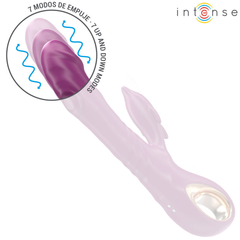 INTENSE - HALLE MULTIFUNCTIONELE VIBRATOR MET STIMULERENDE TONG IN DE VORM VAN EEN PAARSE DOLFIJN