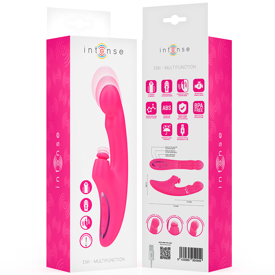 INTENSE - EMI VIBRATOR 13,5 CM MULTIFUNCTIONEEL 3 IN 1 10 VIBRATIES ROZE
