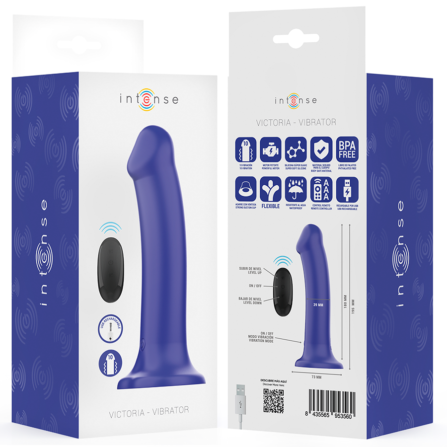 INTENSE - VICTORIA ZUIGNAP VIBRATOR 10 VIBRATIES DONKERBLAUWE AFSTANDSBEDIENING