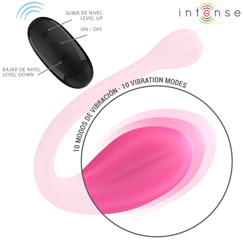 INTENSE - JANICE U-VORMIGE VIBRATOR MET DUBBELE STIMULATIE, 10 VIBRATIES, ROZE, AFSTANDSBEDIENING