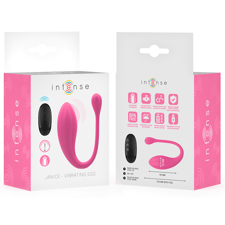 INTENSE - JANICE U-VORMIGE VIBRATOR MET DUBBELE STIMULATIE, 10 VIBRATIES, ROZE, AFSTANDSBEDIENING