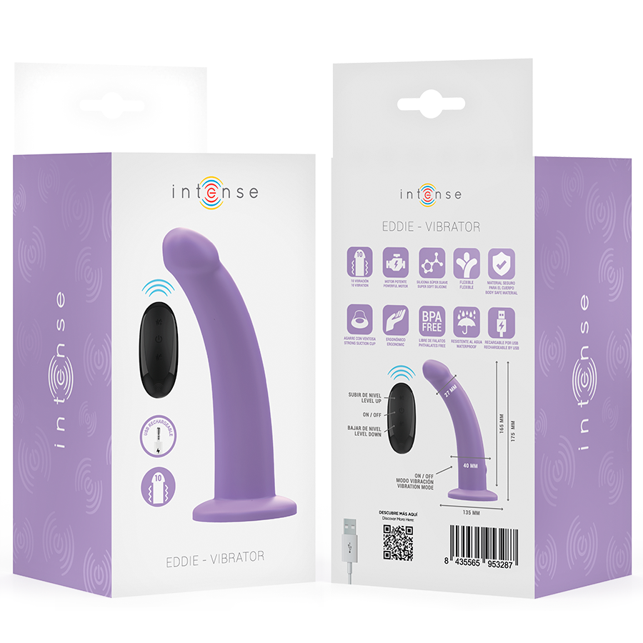 INTENSE - EDDIE VIBRATOR 17,5 CM 10 VIBRATIES PAARSE AFSTANDSBEDIENING