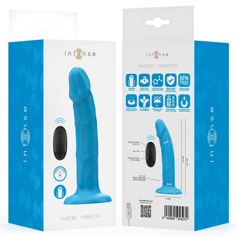 INTENSE - PHOEBE REALISTISCHE VIBRATOR 10 VIBRATIES BLAUWE AFSTANDSBEDIENING