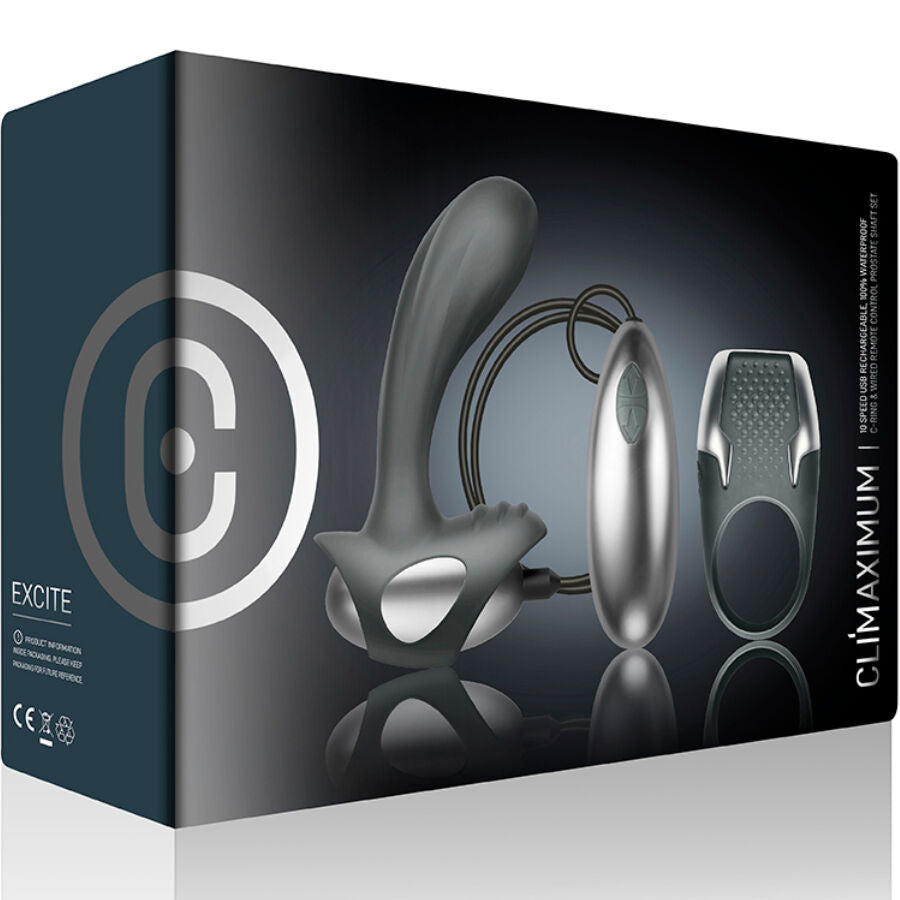 CLIMAXIMUM - EXCITE KIT PENISRING + BEDRADE PROSTAATMASSAGER