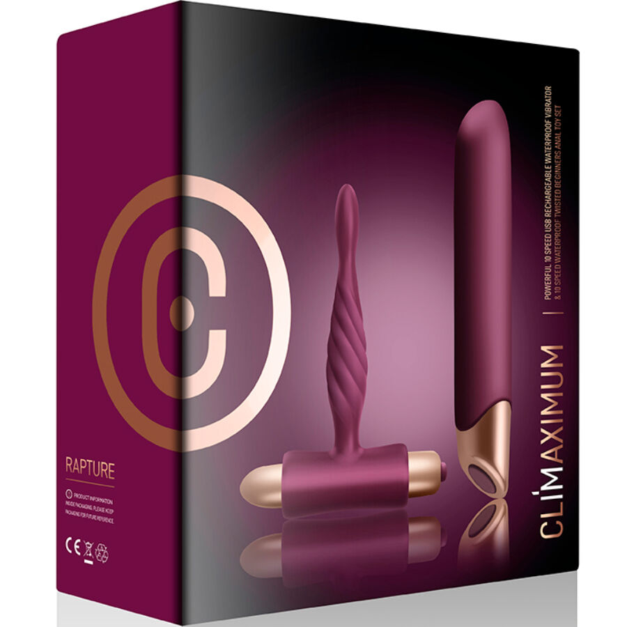 CLIMAXIMUM - RAPTURE KIT KLASSIEKE VIBRATOR + ANALE PLUG VOOR BEGINNERS