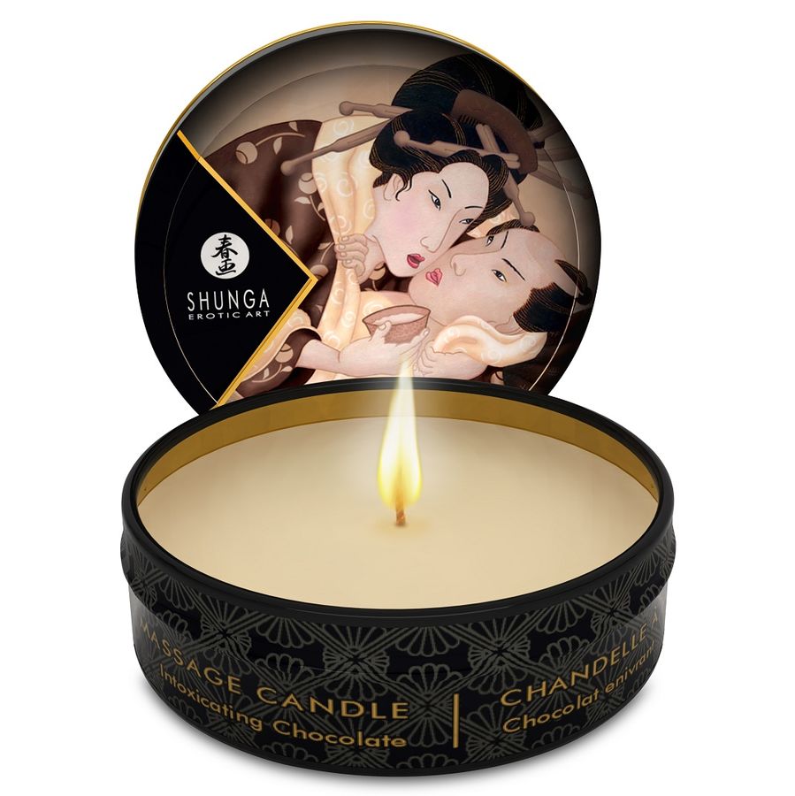 SHUNGA - MINI CARESS BY CANDELIGHT CHOCOLADE MASSAGEKAARS 30 ML
