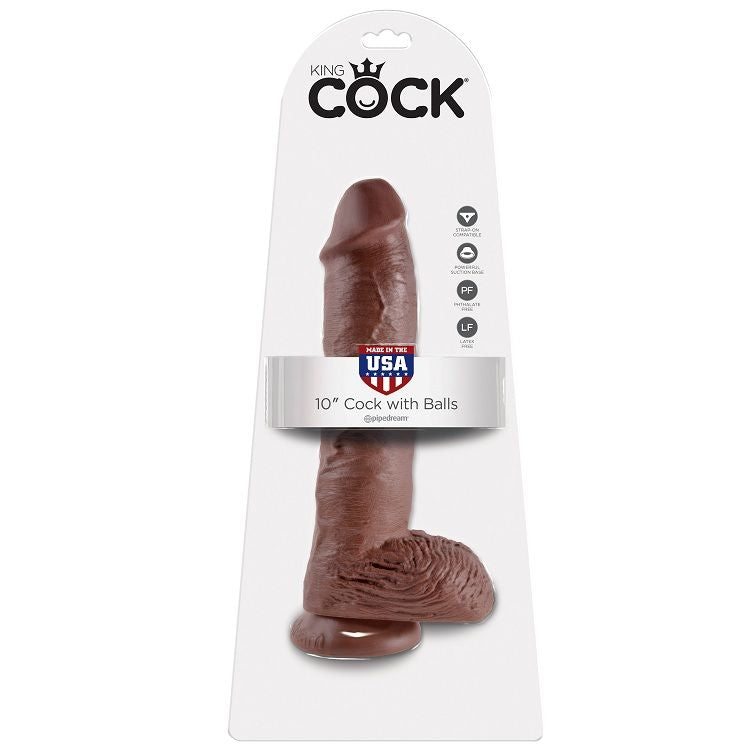KING COCK - 10 REALISTISCHE BRUINE PENIS 26,5 CM