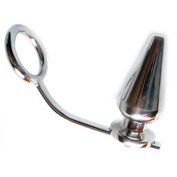 METAAL HARD - STALEN RING MET ANALE PLUG 45 X 50MM