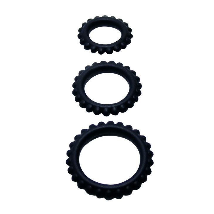 BAILE - TITAN SET 3 STUKS COCKRING ZWART 2.8 + 2.4 + 1.9 CM 