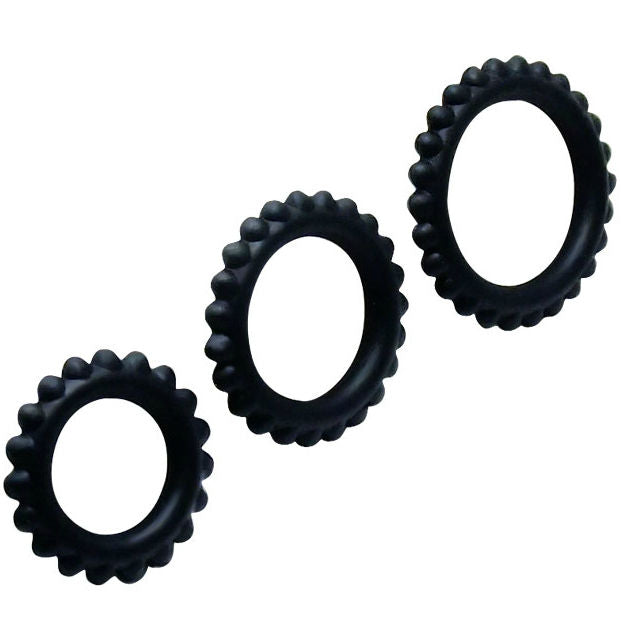 BAILE - TITAN SET 3 STUKS COCKRING ZWART 2.8 + 2.4 + 1.9 CM 